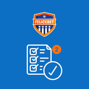 Felicebet logo z ikoną listy kontrolnej wskazującą, że drugi krok formularza został ukończony.