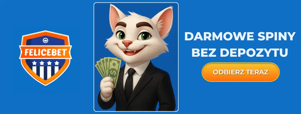 Postać Felicebet z gotówką i przyciskiem „Odbierz teraz”.