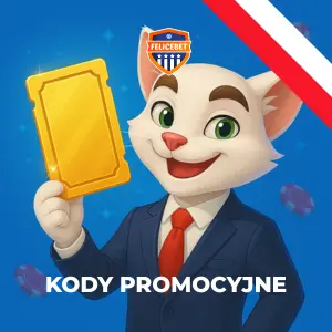 Kody promocyjne FeliceBet z maskotką FeliceBet trzymającą złoto